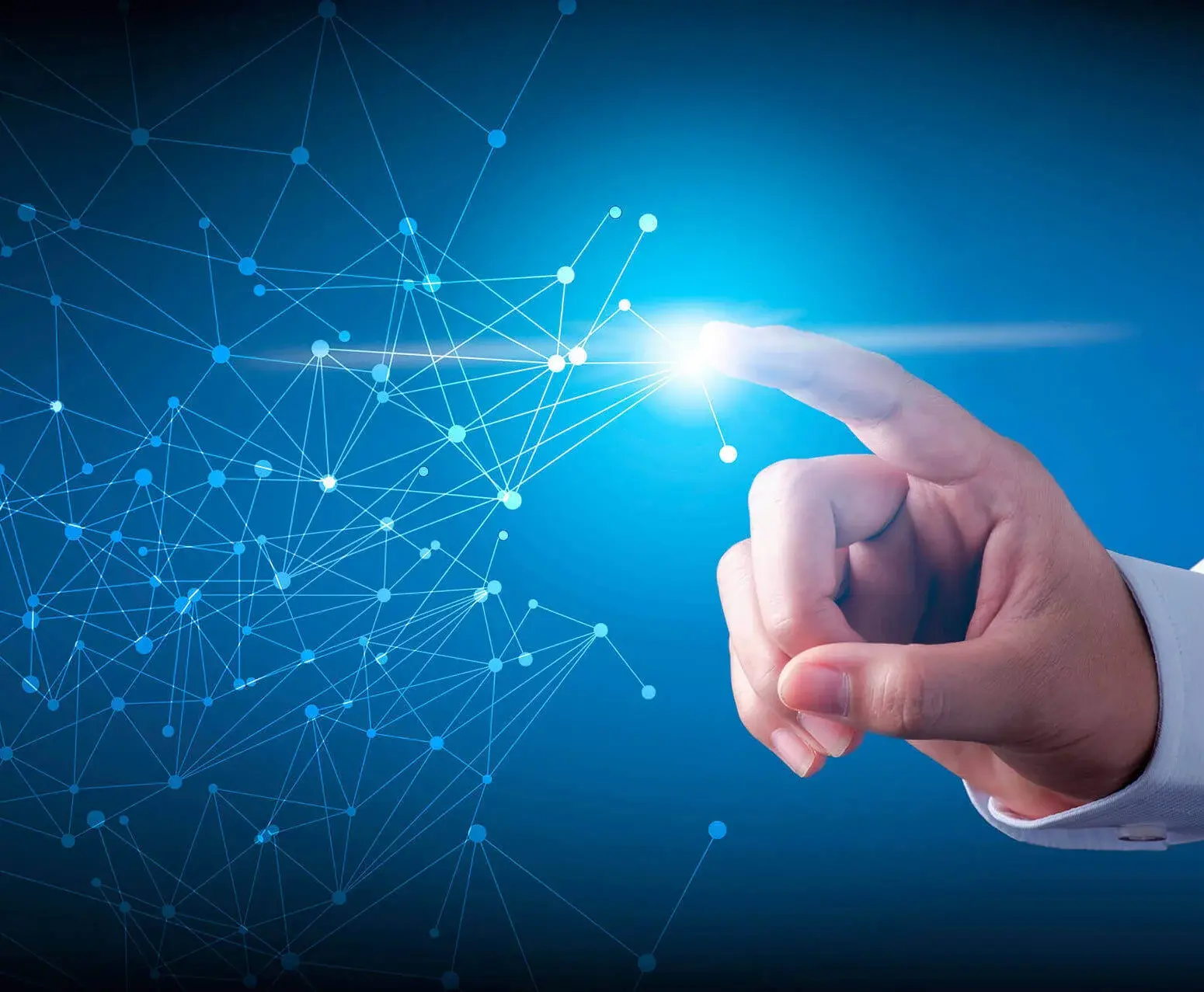 Hand interacting with digital light